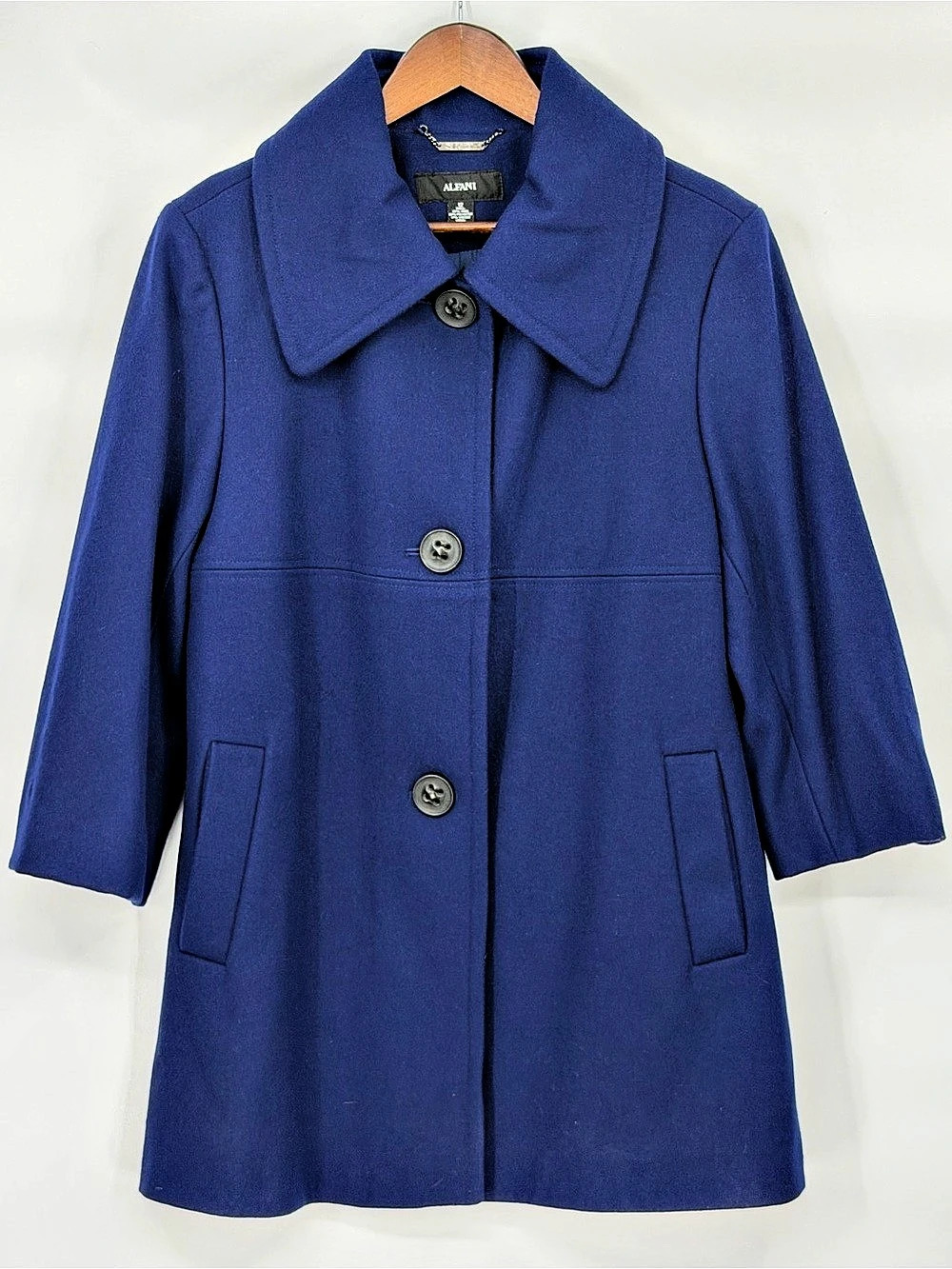 Alfani Blue Wool Blend Coat Size 12